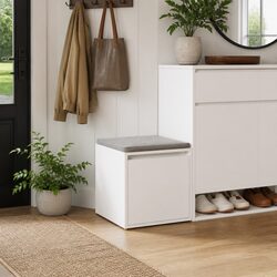 White Storage Chest Box Drawer Engineered Wood Bedroom Organiser 40.5x40x40cm