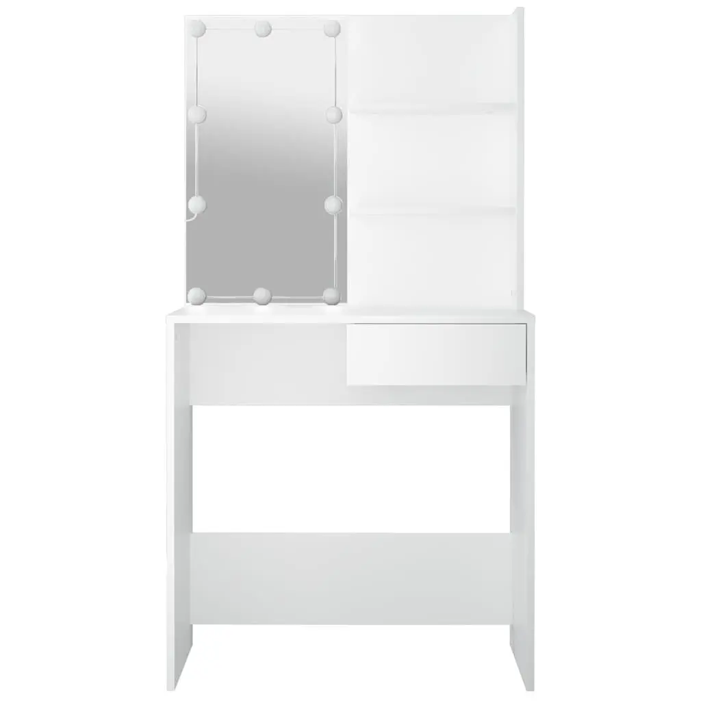 Dressing Table with LED Mirror White Bedroom Vanity Unit Storage Drawer Shelves