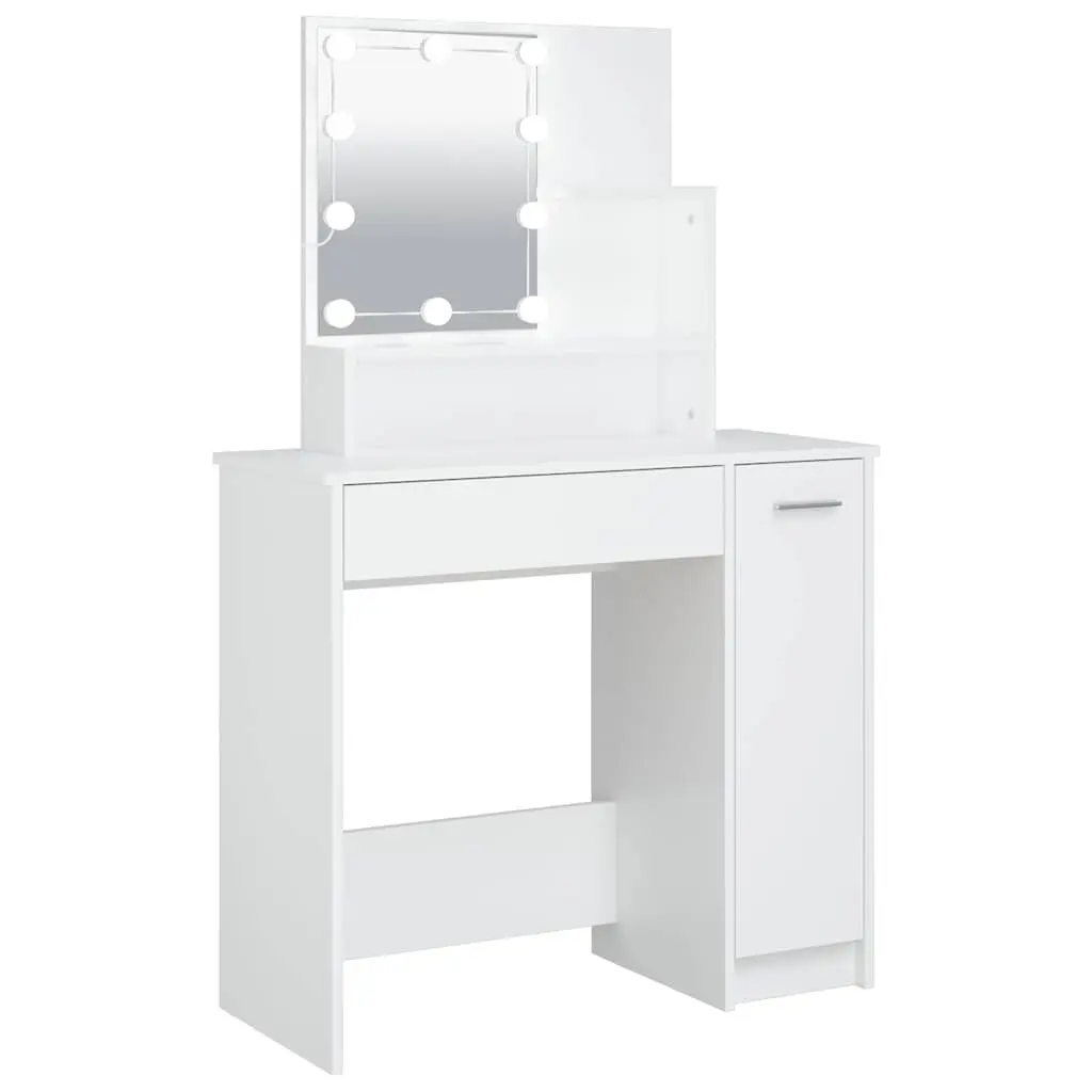 Dressing Table for Bedroom with LED Mirror 86.5 x 35 x 136 cm White