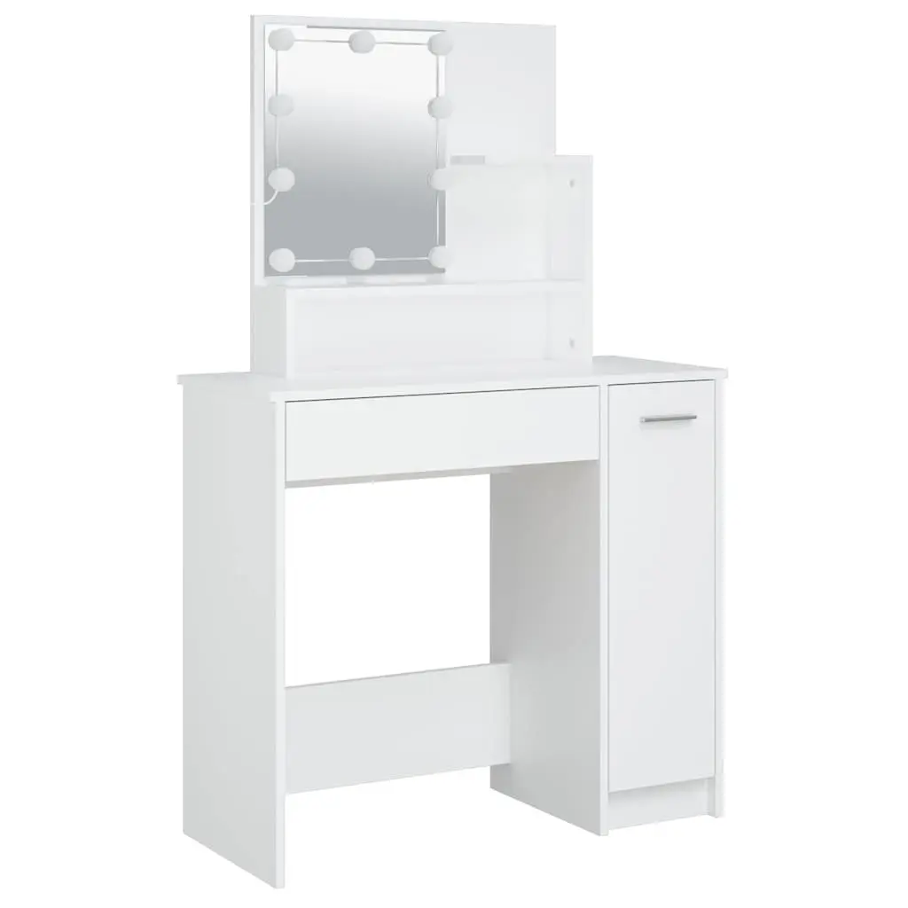 Dressing Table for Bedroom with LED Mirror 86.5 x 35 x 136 cm White