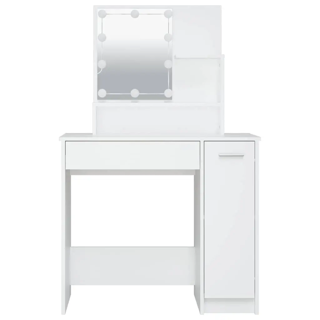 Dressing Table for Bedroom with LED Mirror 86.5 x 35 x 136 cm White