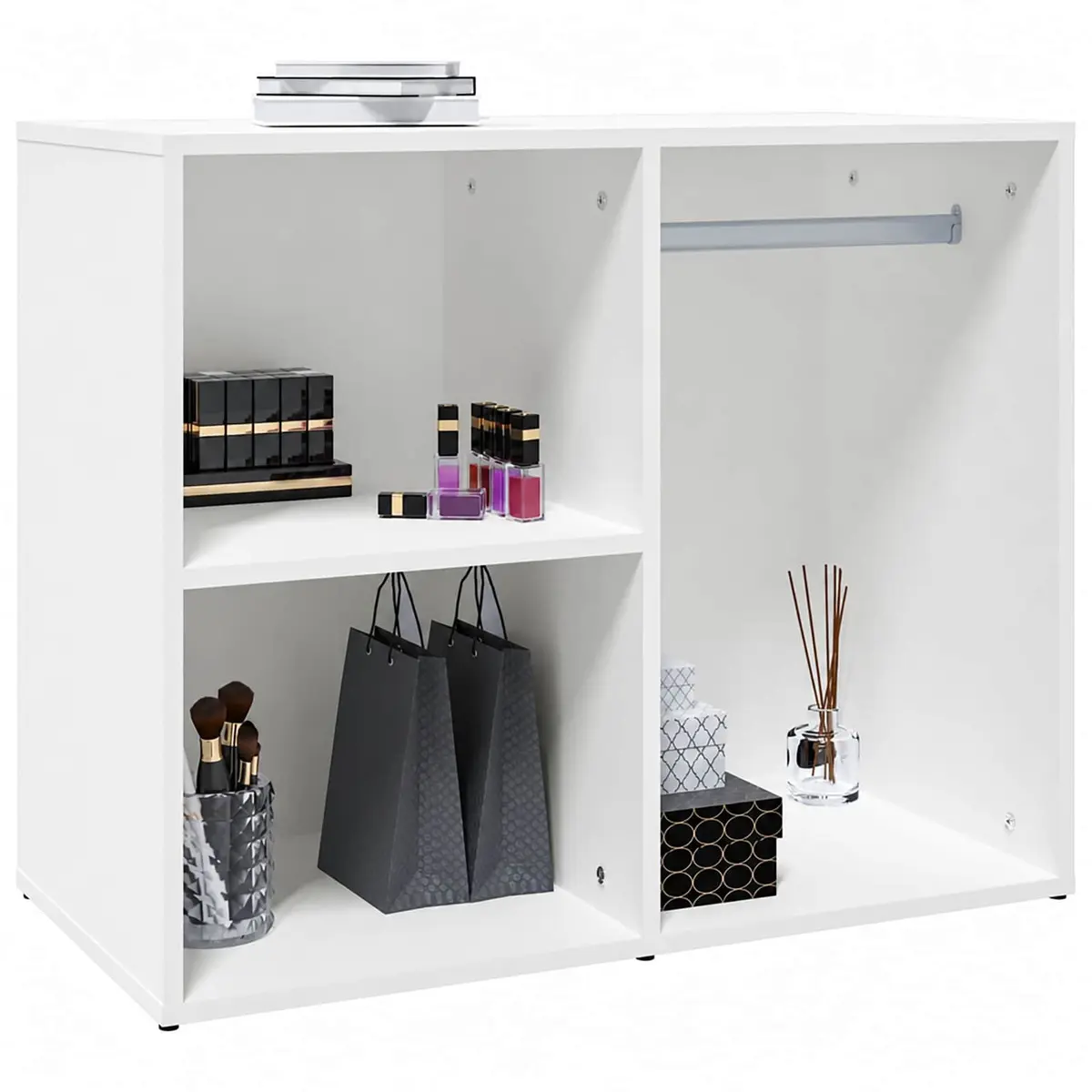 White Dressing Cabinet Storage Engineered Wood Bedroom Makeup Organizer