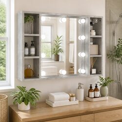 Specifications of Wall-Mounted Mirror Cabinet with LED Lights 76x15x55cm