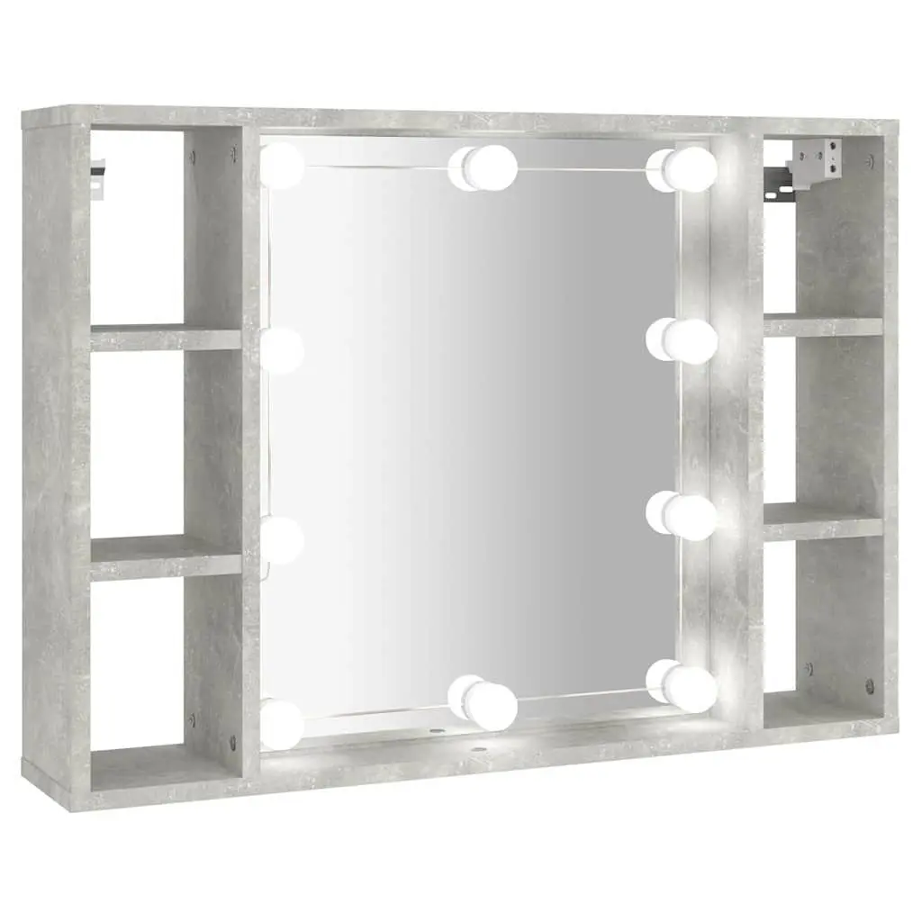 Wall-Mounted Mirror Cabinet with LED Lights 76x15x55cm