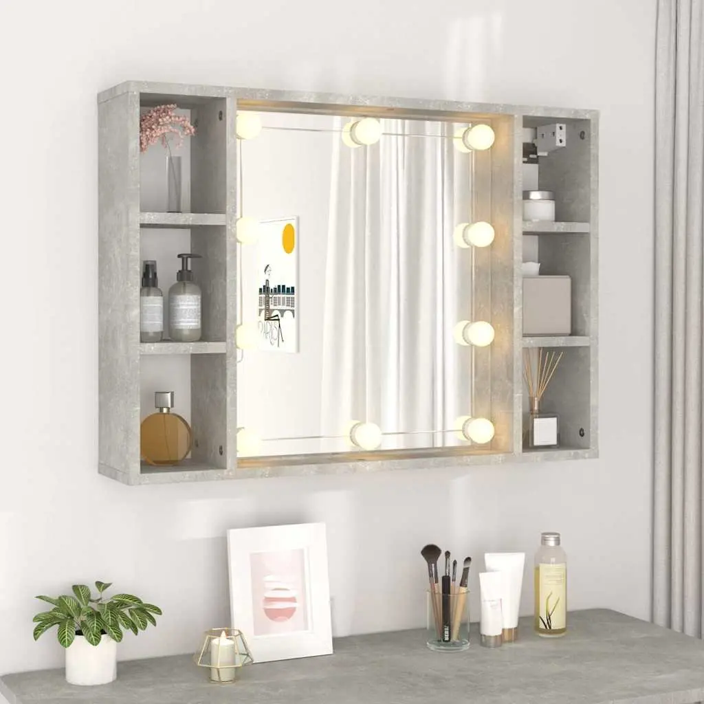 Wall-Mounted Mirror Cabinet with LED Lights 76x15x55cm