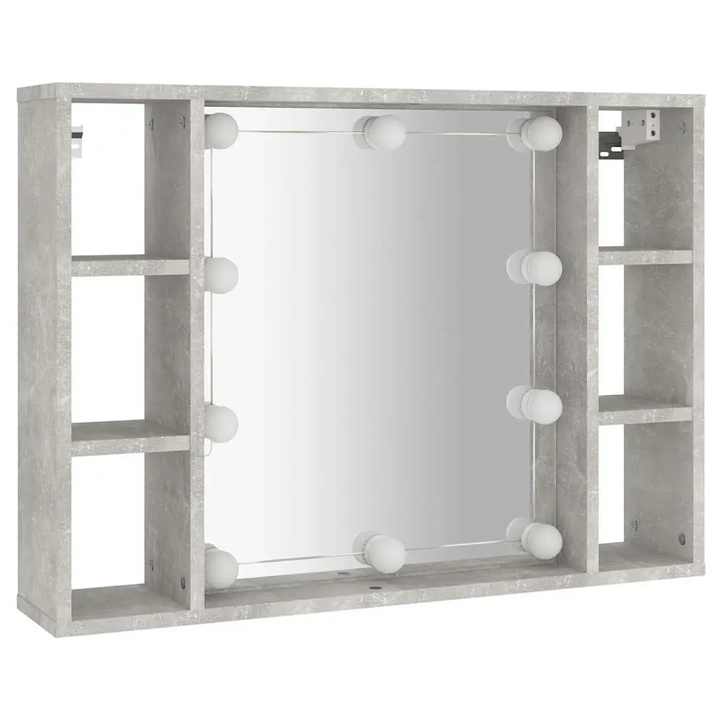 Wall-Mounted Mirror Cabinet with LED Lights 76x15x55cm