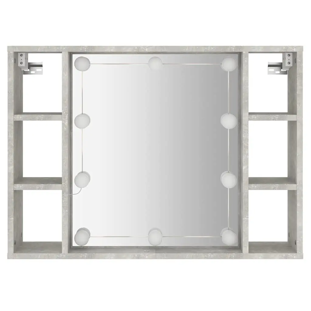 Wall-Mounted Mirror Cabinet with LED Lights 76x15x55cm