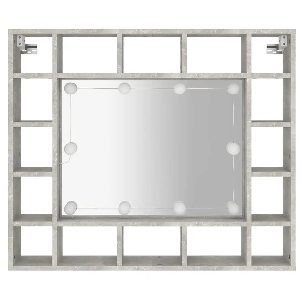 Mirror Cabinet with LED Lights Grey Bathroom Vanity Storage Wall-Mounted