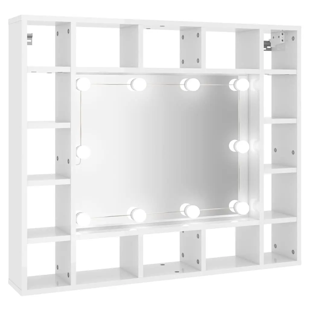 Bathroom Mirror Cabinet LED Wall-Mounted White 91x15x76.5cm
