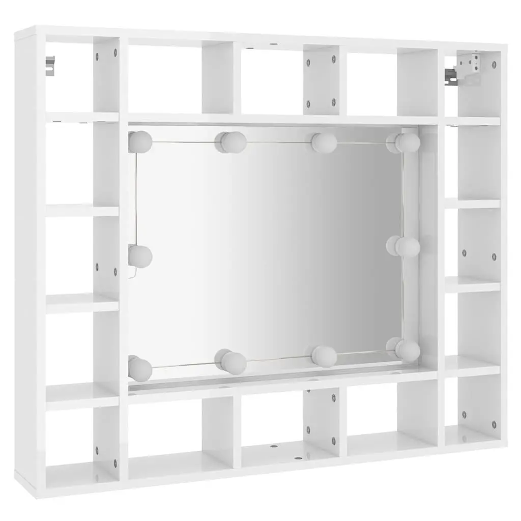 Bathroom Mirror Cabinet LED Wall-Mounted White 91x15x76.5cm