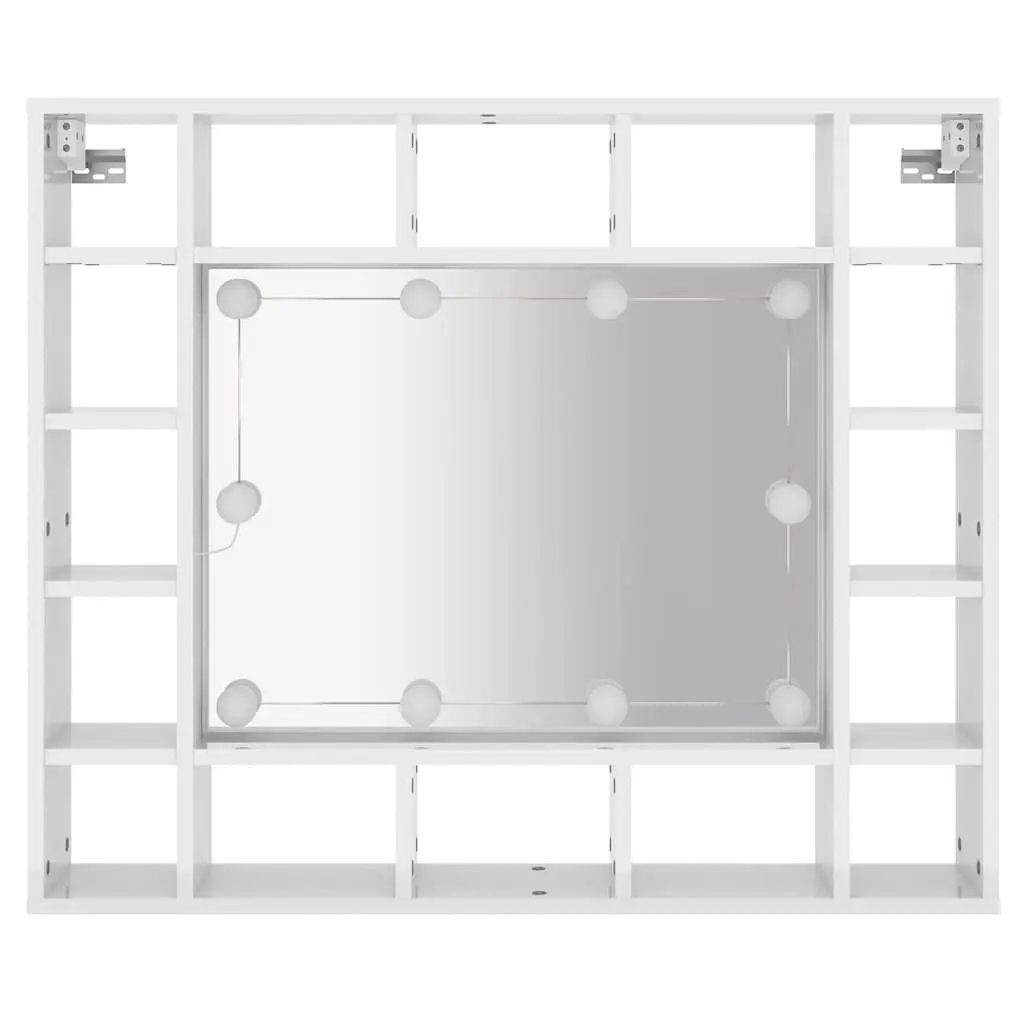 Bathroom Mirror Cabinet LED Wall-Mounted White 91x15x76.5cm