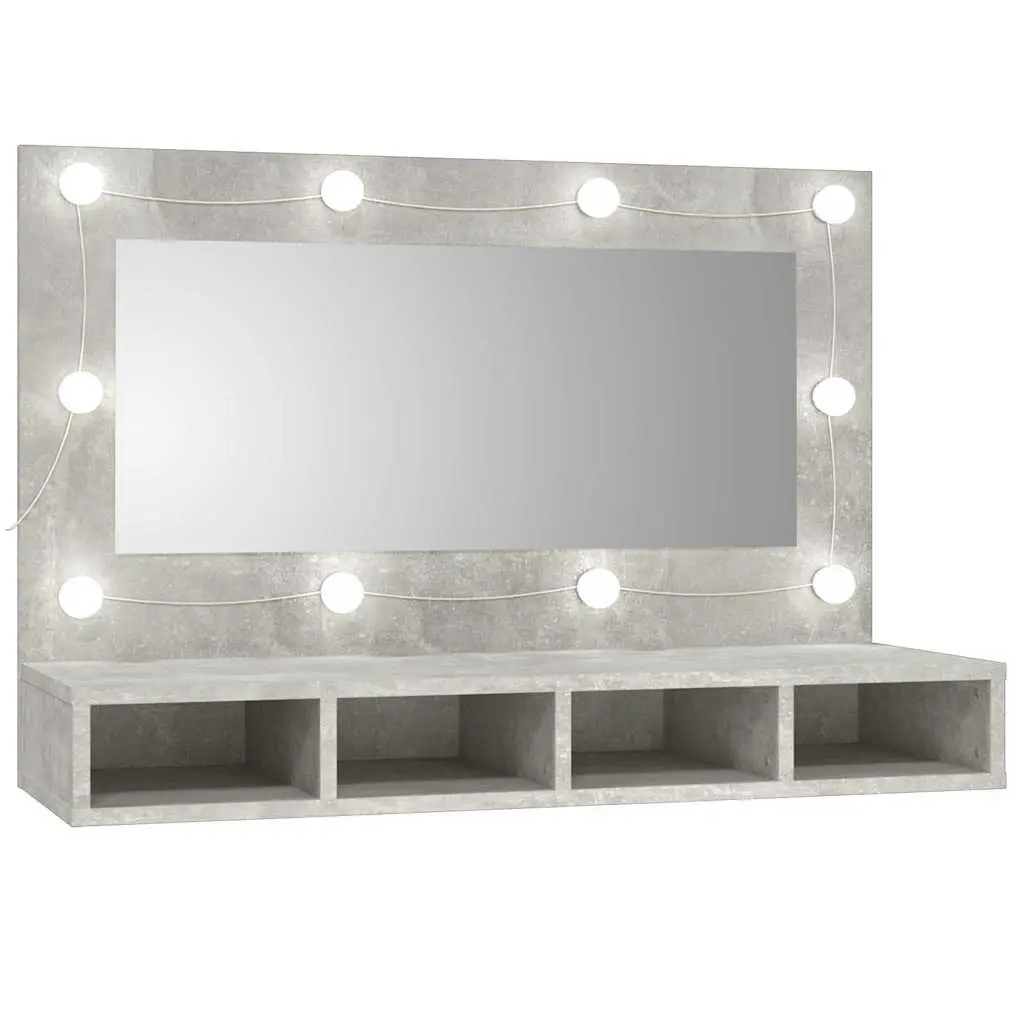 Mirror Cabinet with LED Lights Bathroom Vanity Storage Concrete Grey