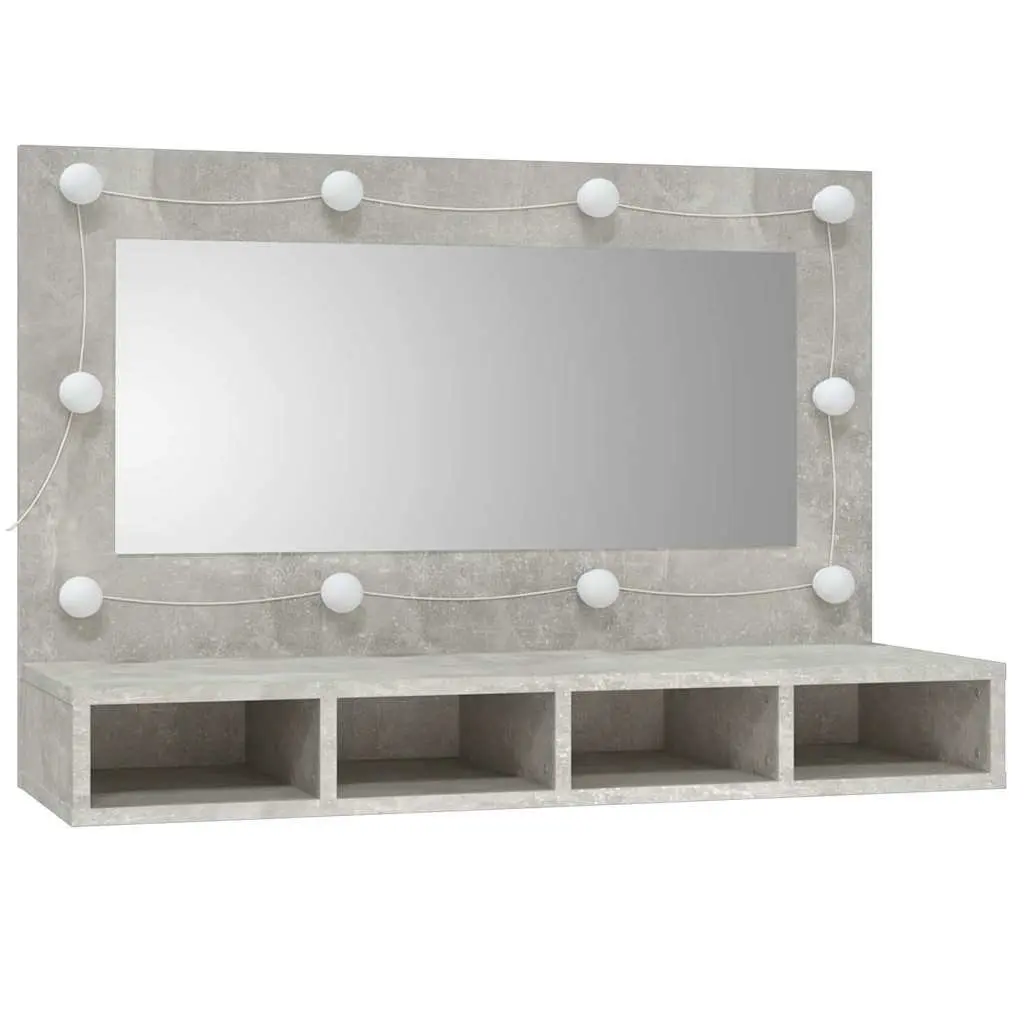 Mirror Cabinet with LED Lights Bathroom Vanity Storage Concrete Grey