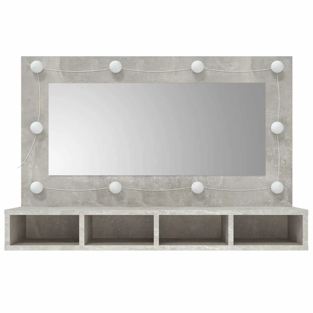Mirror Cabinet with LED Lights Bathroom Vanity Storage Concrete Grey
