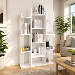 Specifications of White Book Cabinet with 13 Compartments