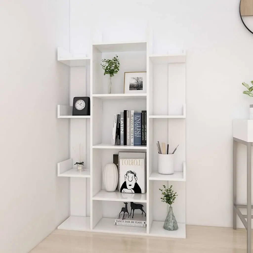 Book Cabinet White 13 Compartments Storage Bookshelf 86cm Width 25.5cm Depth 140cm Height