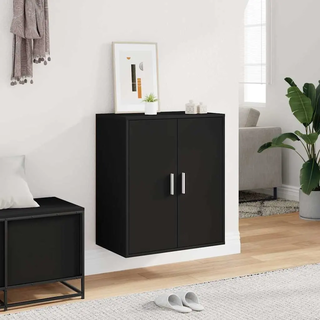 Black Shoe Cabinet Storage Organiser 5 Shelves Engineered Wood Bedroom Hallway