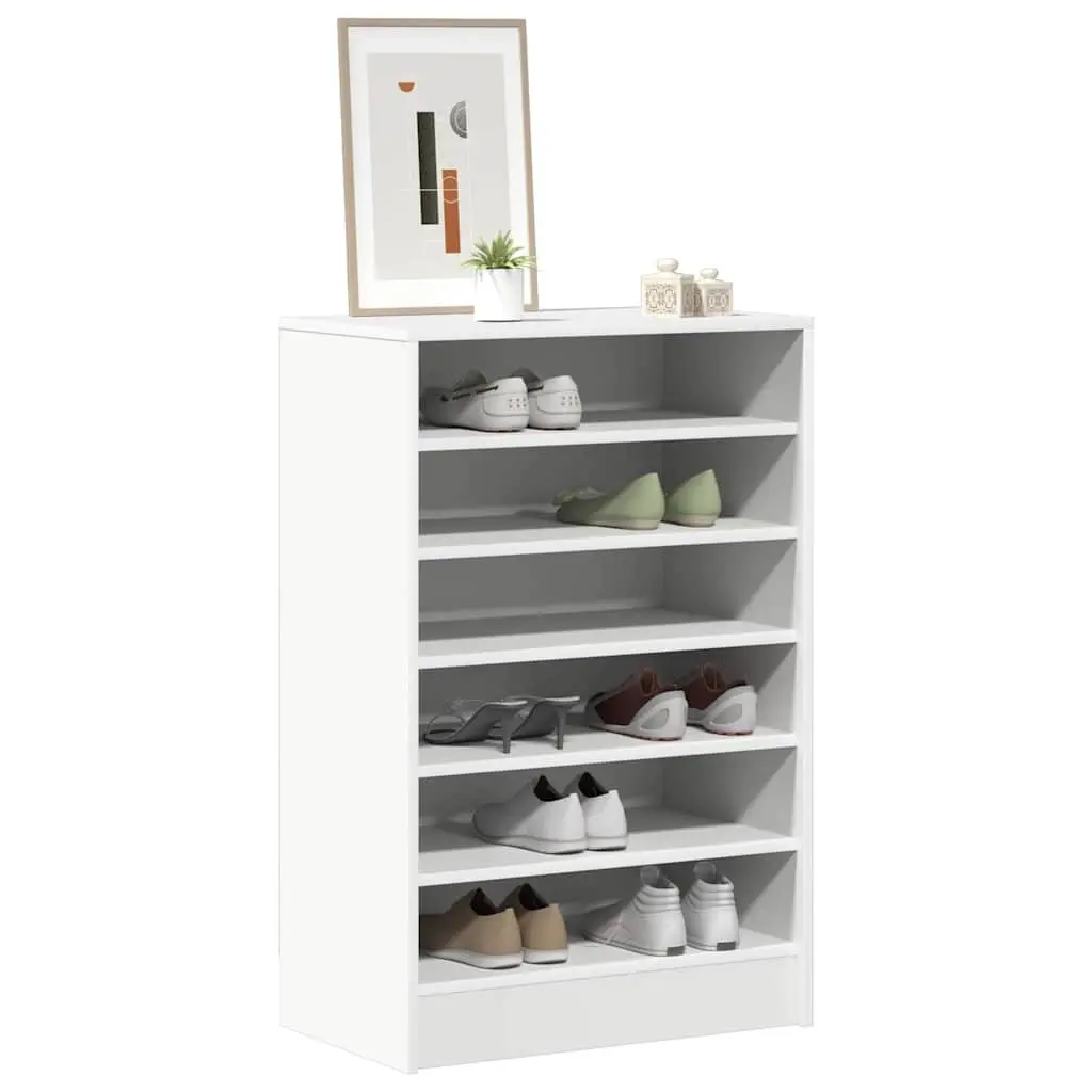 Shoe Cabinet Storage Organiser White Engineered Wood 7 Shelves Footwear Rack