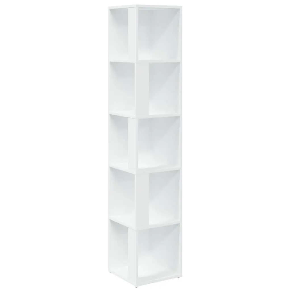 Corner Cabinet White 33 x 33 x 165 cm Storage Unit 5 Compartments Living Room