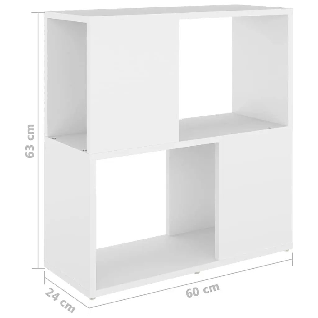 White Book Cabinet 2-Tier Shelving Unit Storage Organiser Home Decor 60W x 24D x 63H cm