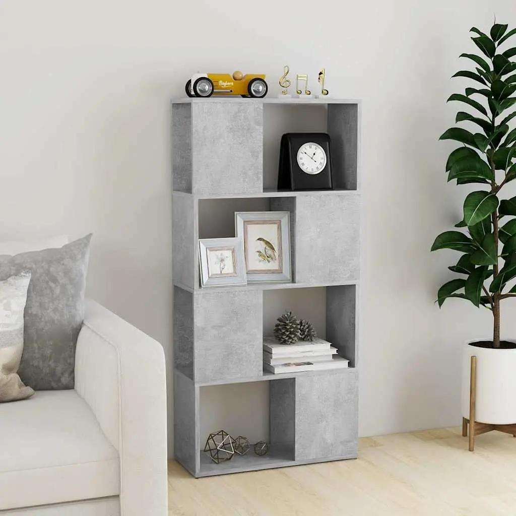 Book Cabinet Room Divider Grey 4 Compartment Shelving Unit Storage Organizer