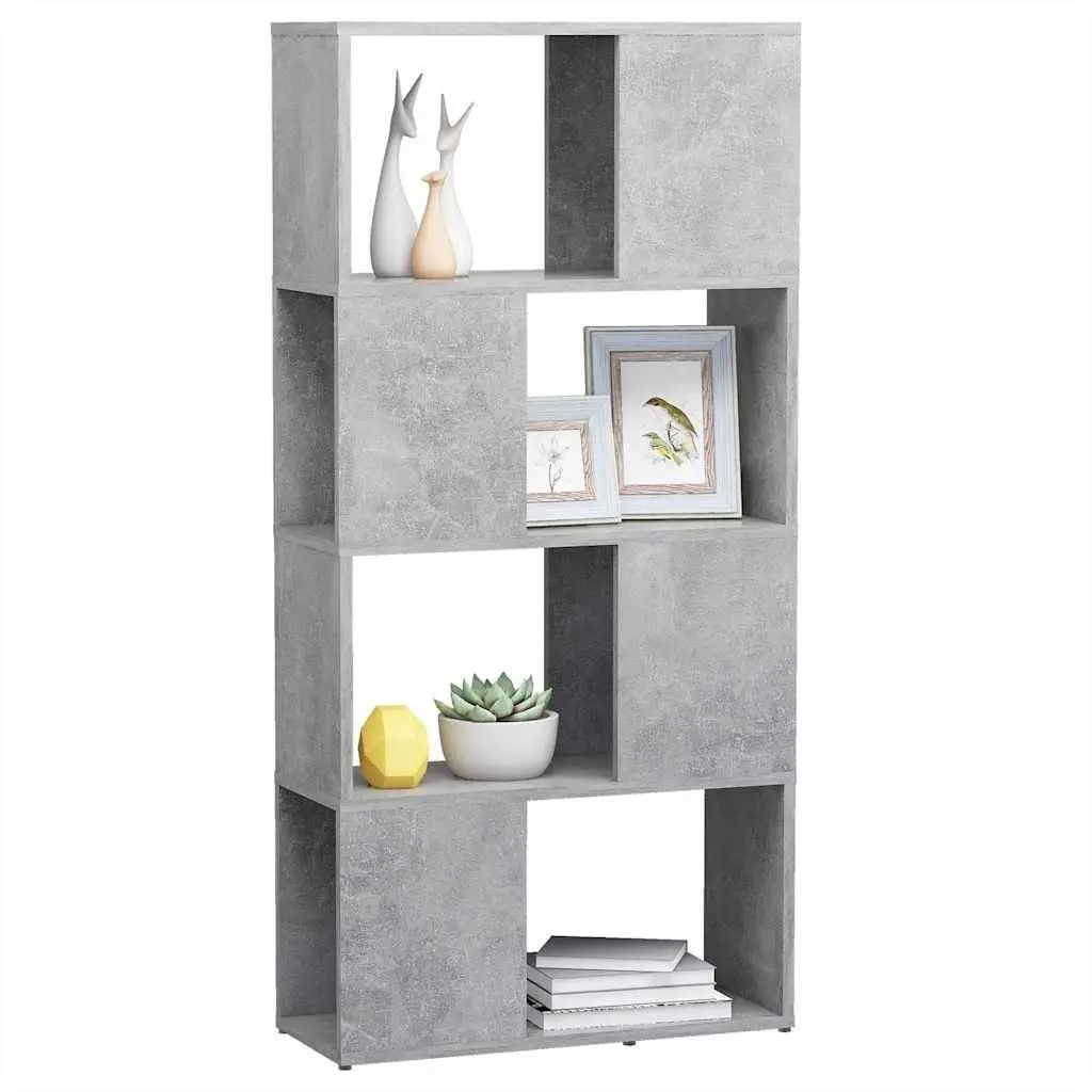 Book Cabinet Room Divider Grey 4 Compartment Shelving Unit Storage Organizer