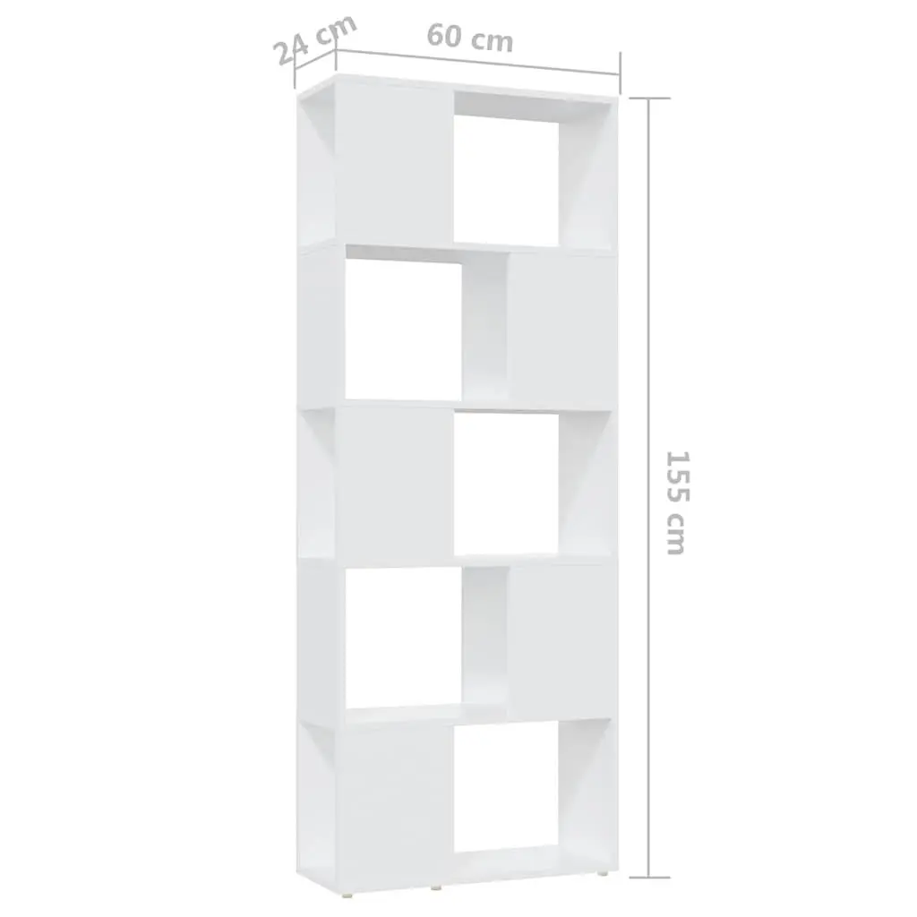 Bookcase Room Divider White Open Shelving Display Organizer 60W x 24D x 155H cm