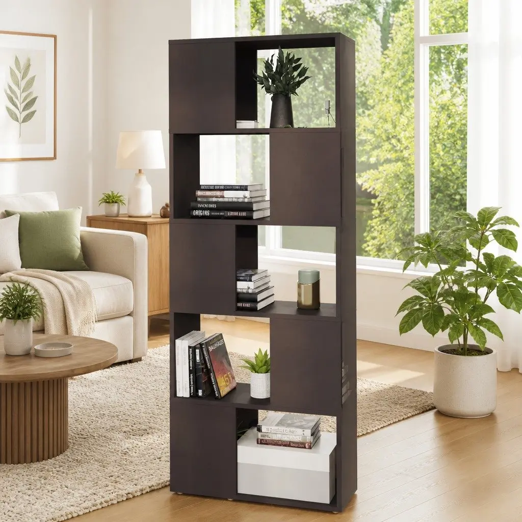 Grey Open Shelving Book Cabinet