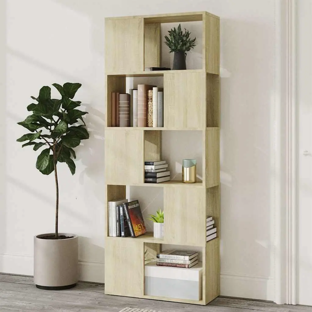 Bookcase Storage Unit Open Shelf Room Divider 60x24x155cm Engineered Wood Brown