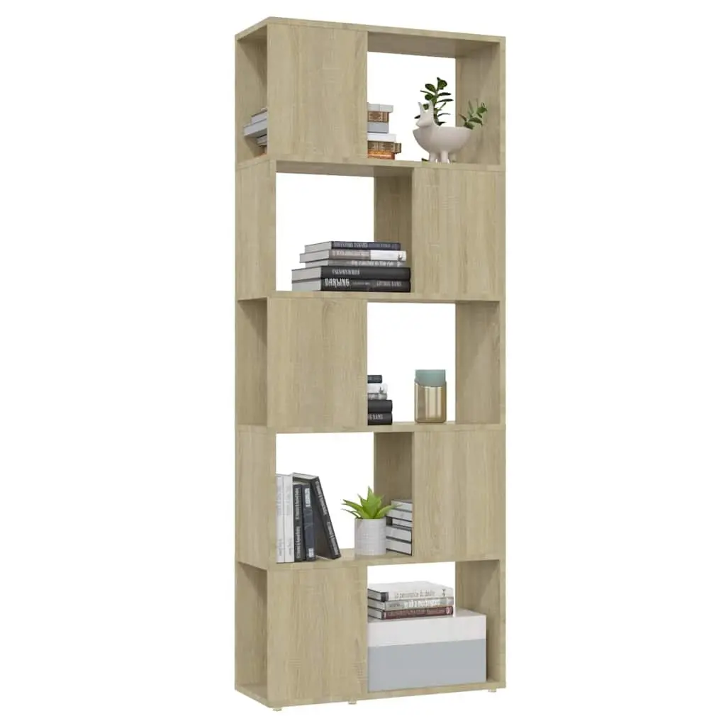 Bookcase Storage Unit Open Shelf Room Divider 60x24x155cm Engineered Wood Brown