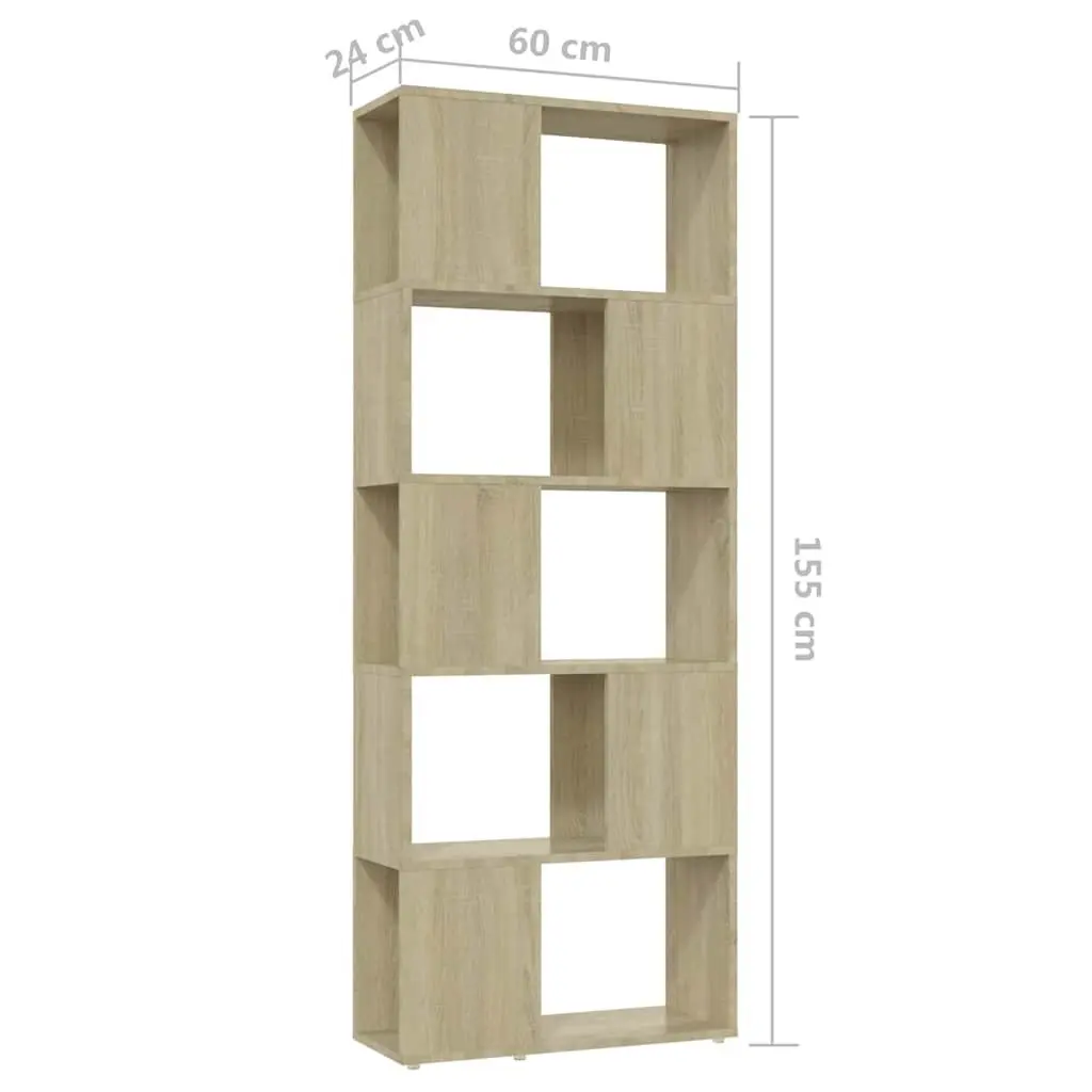 Bookcase Storage Unit Open Shelf Room Divider 60x24x155cm Engineered Wood Brown