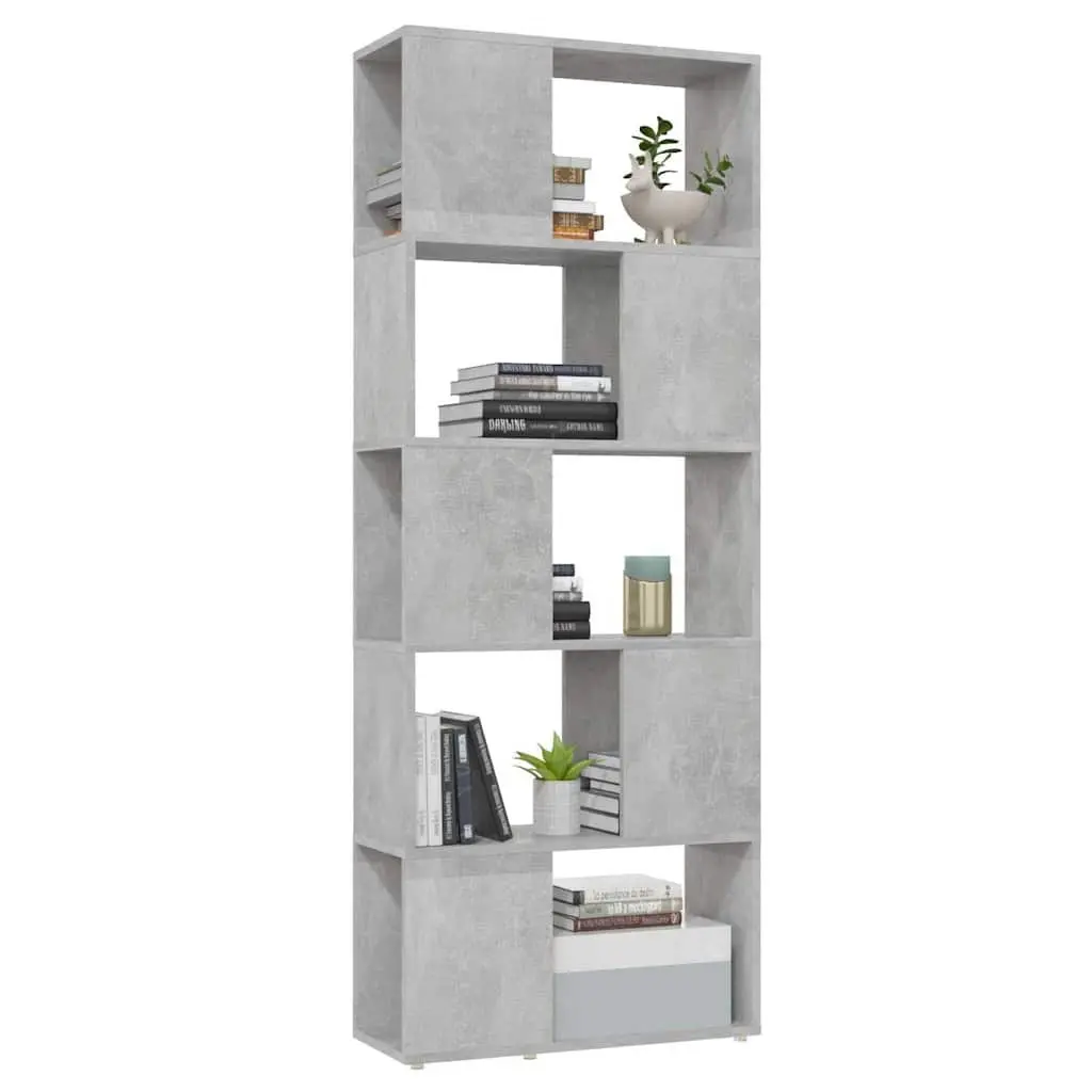 Book Cabinet Room Divider Grey Shelving Unit 60W x 24D x 155H cm