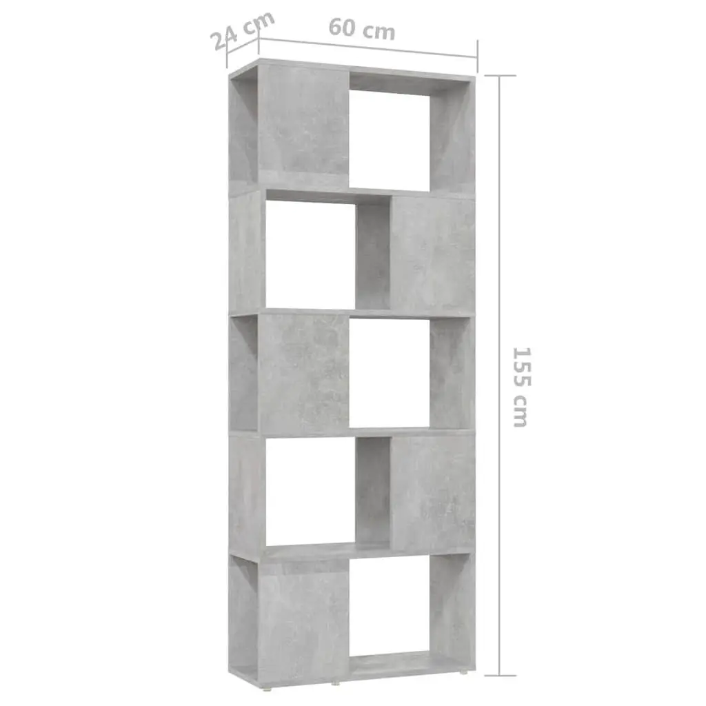 Book Cabinet Room Divider Grey Shelving Unit 60W x 24D x 155H cm