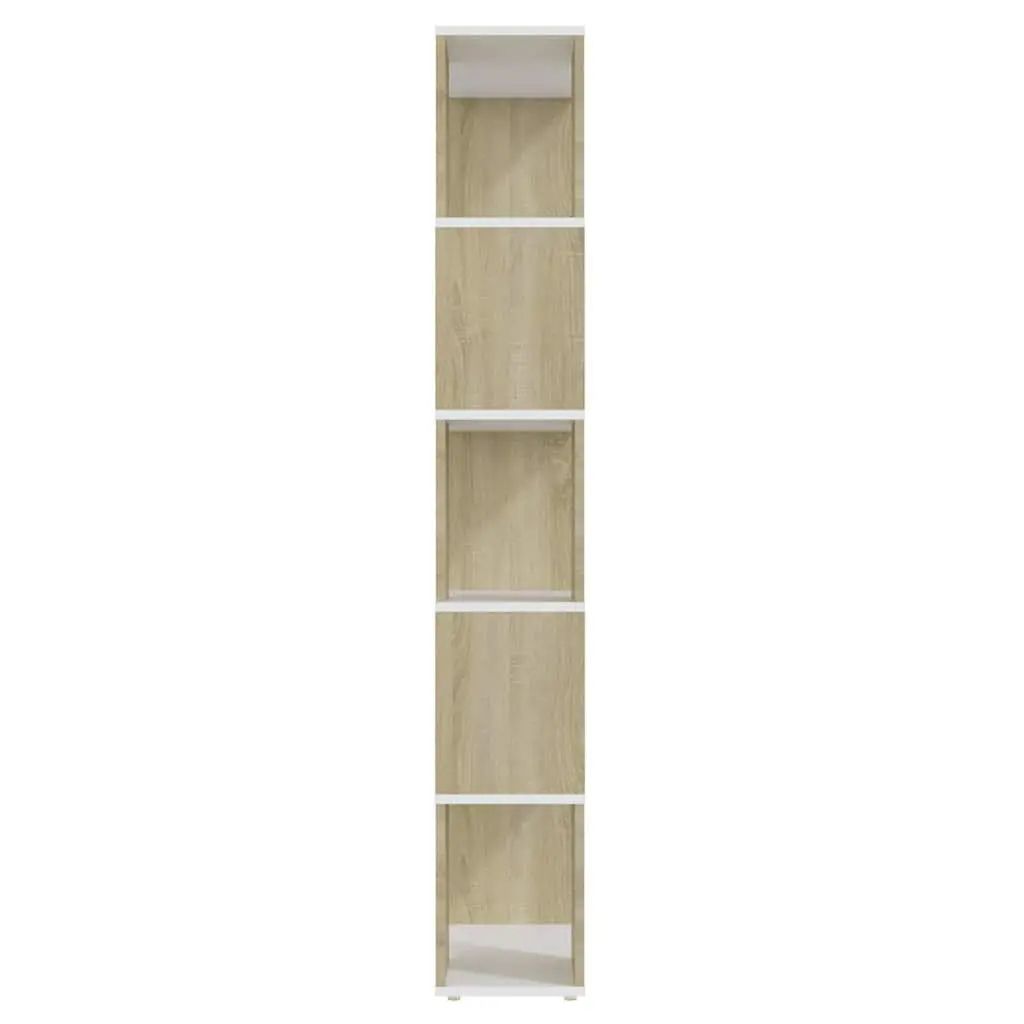 Book Cabinet Room Divider White & Sonoma Oak 60x24x155cm Bookcase Storage Shelf