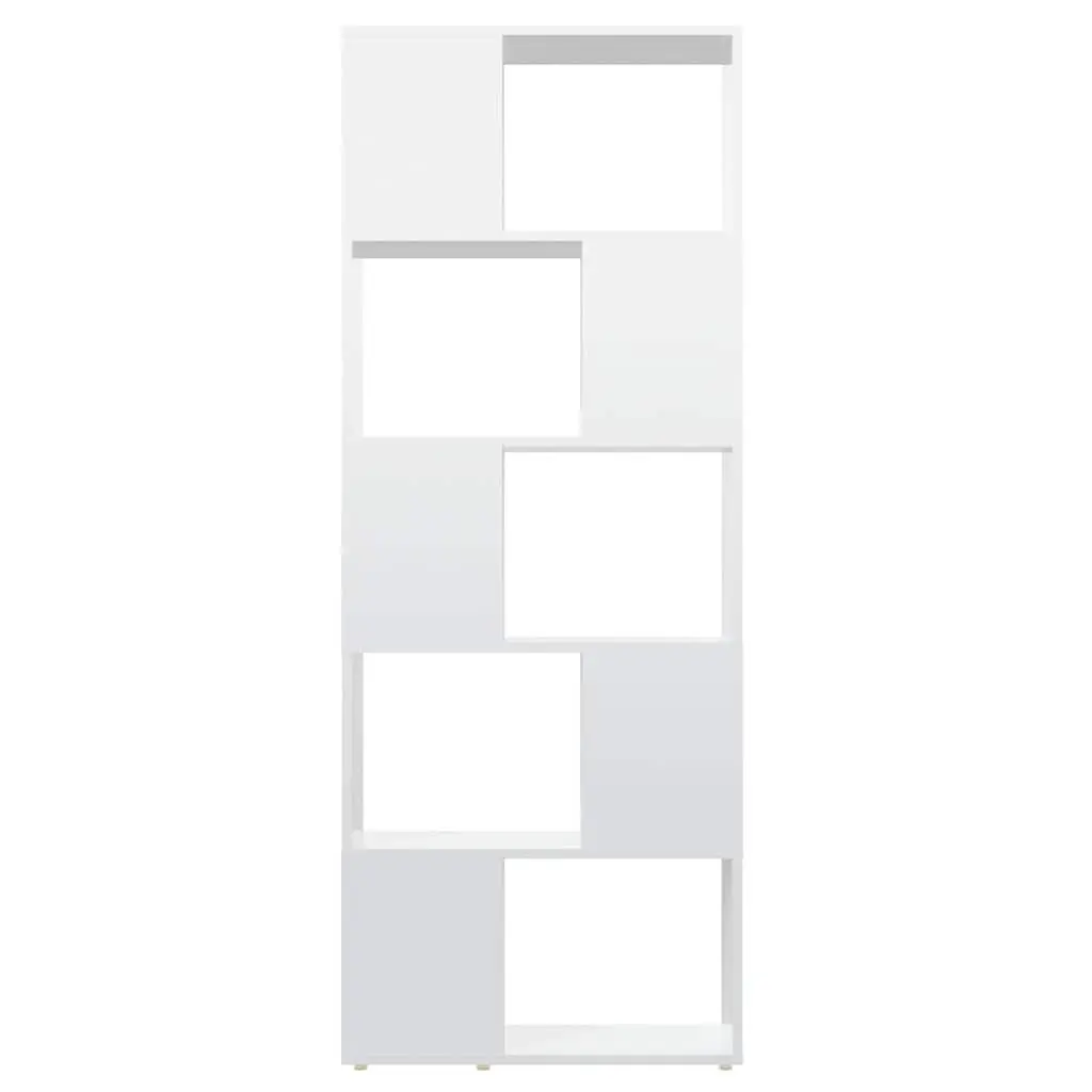 Book Cabinet Room Divider Open Shelf Unit High Gloss White 60x24x155cm