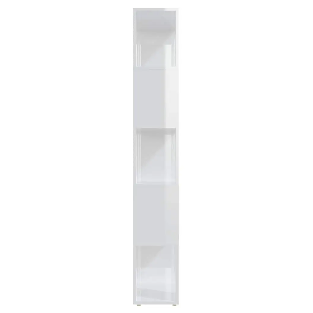 Book Cabinet Room Divider Open Shelf Unit High Gloss White 60x24x155cm