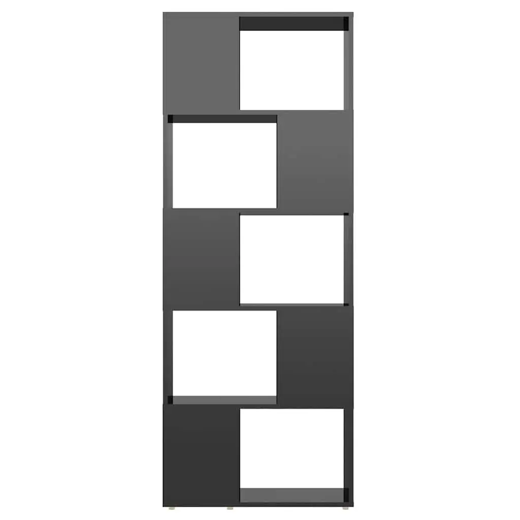 Book Cabinet Room Divider Open Storage High Gloss Black 60x24x155cm