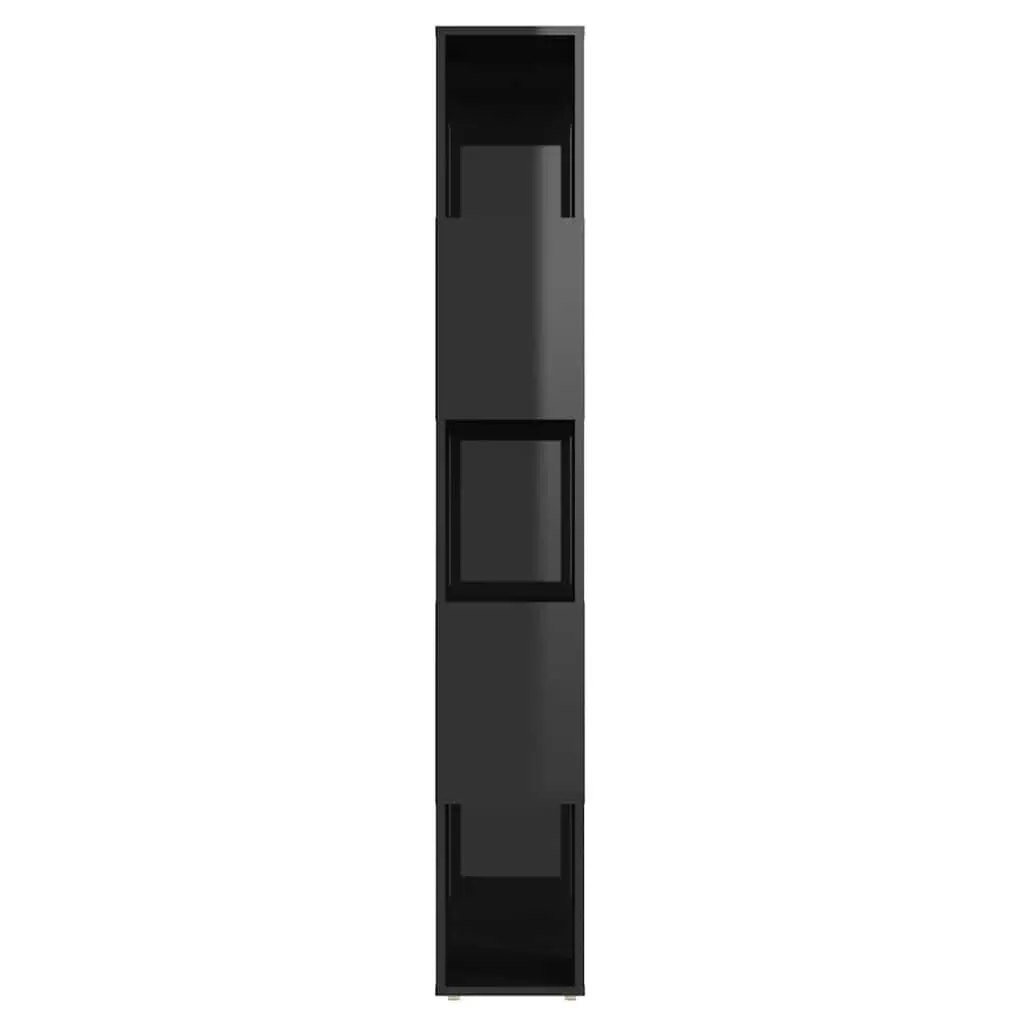 Book Cabinet Room Divider Open Storage High Gloss Black 60x24x155cm