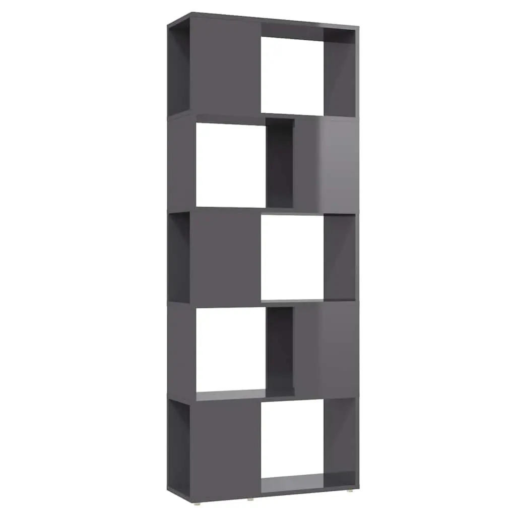 Book Cabinet Room Divider Open Shelf High Gloss Grey Storage Organiser Display
