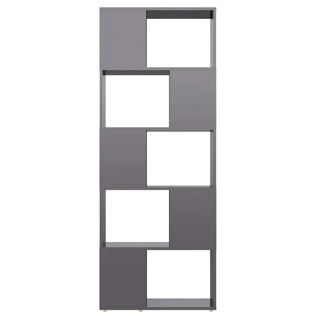 Book Cabinet Room Divider Open Shelf High Gloss Grey Storage Organiser Display