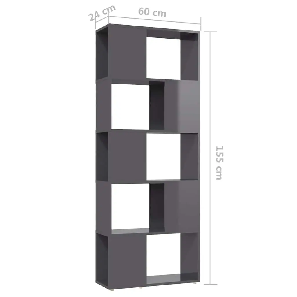 Book Cabinet Room Divider Open Shelf High Gloss Grey Storage Organiser Display