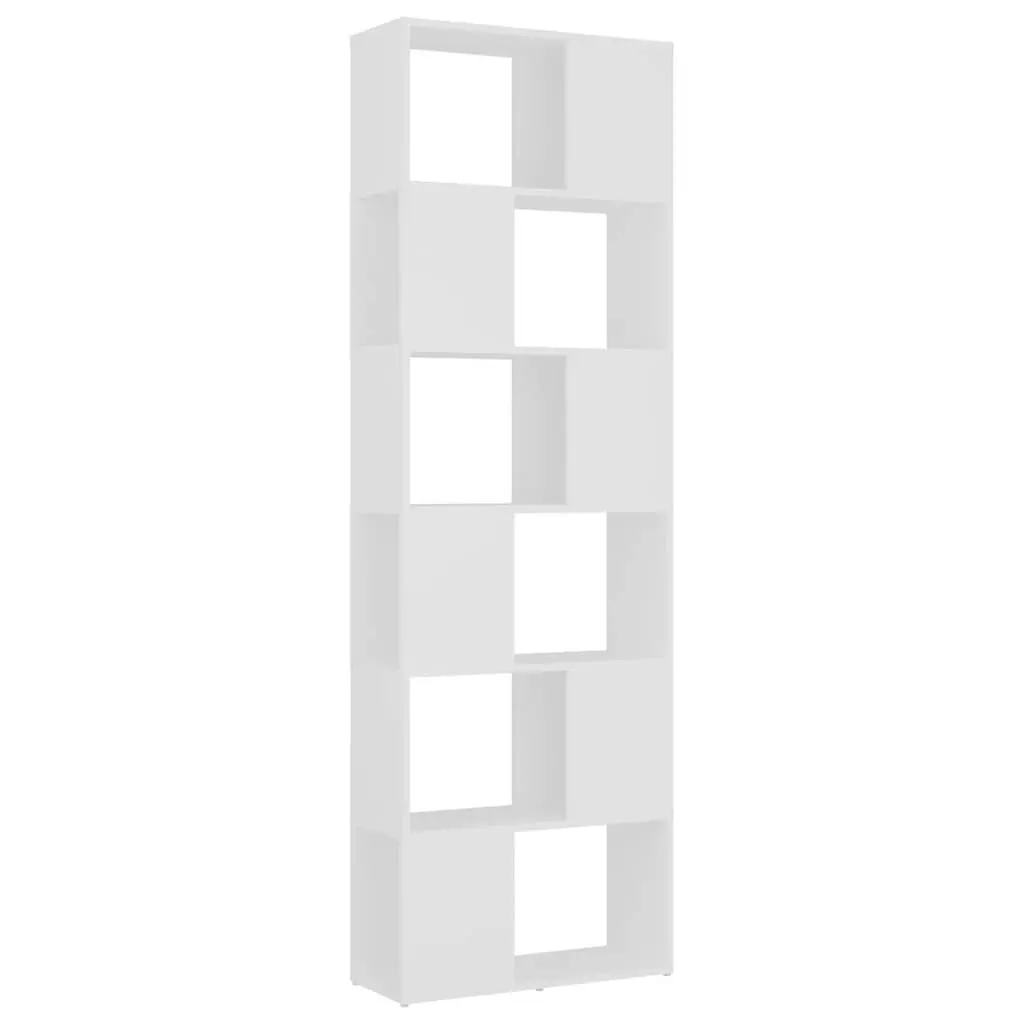 6-Compartment White Book Cabinet and Room Divider