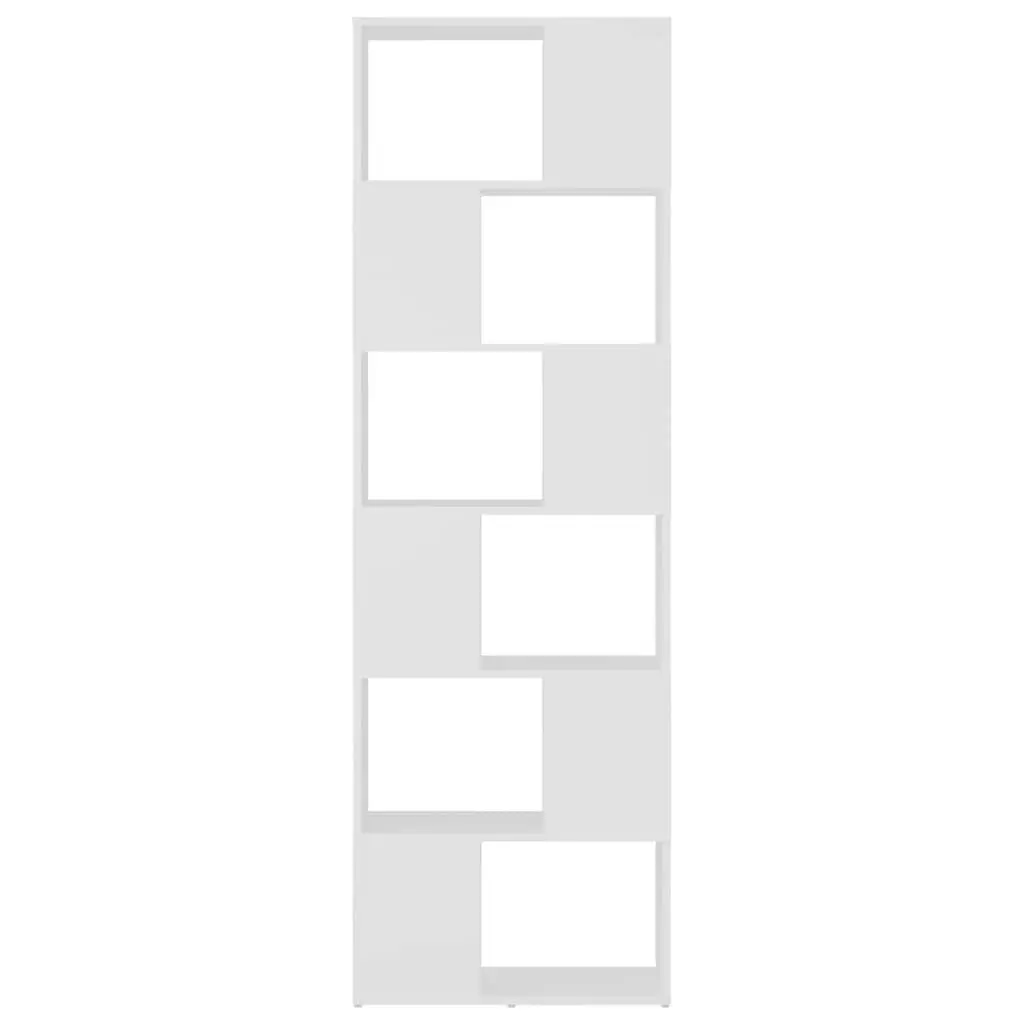 6-Compartment White Book Cabinet and Room Divider