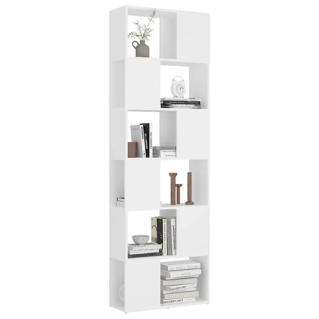 6-Compartment White Book Cabinet and Room Divider