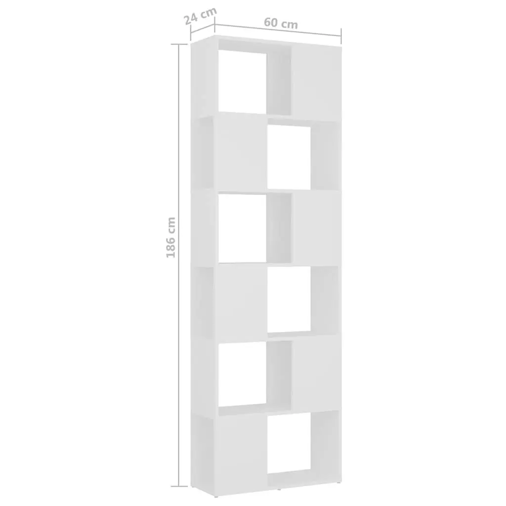 6-Compartment White Book Cabinet and Room Divider