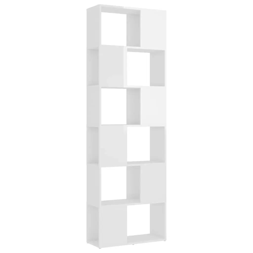 High Gloss White Book Cabinet with 6 Compartments