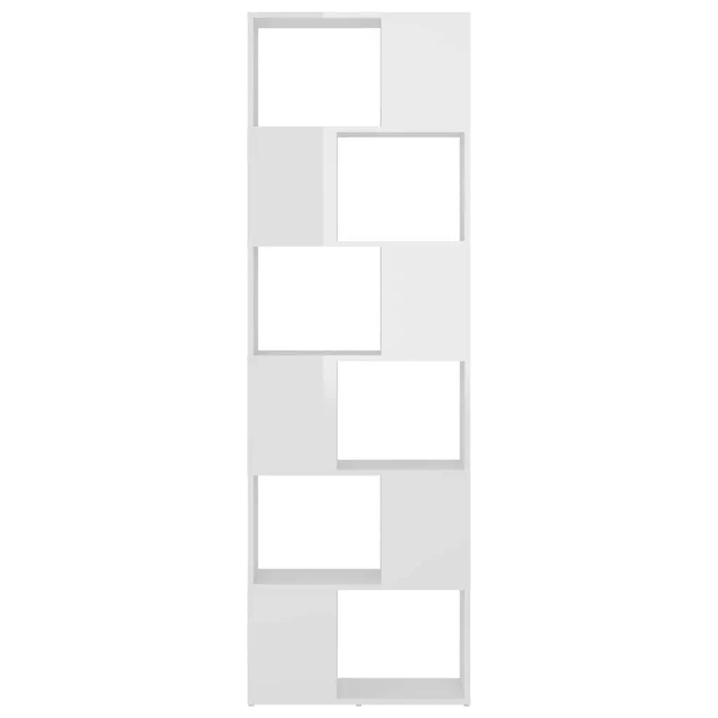 High Gloss White Book Cabinet with 6 Compartments