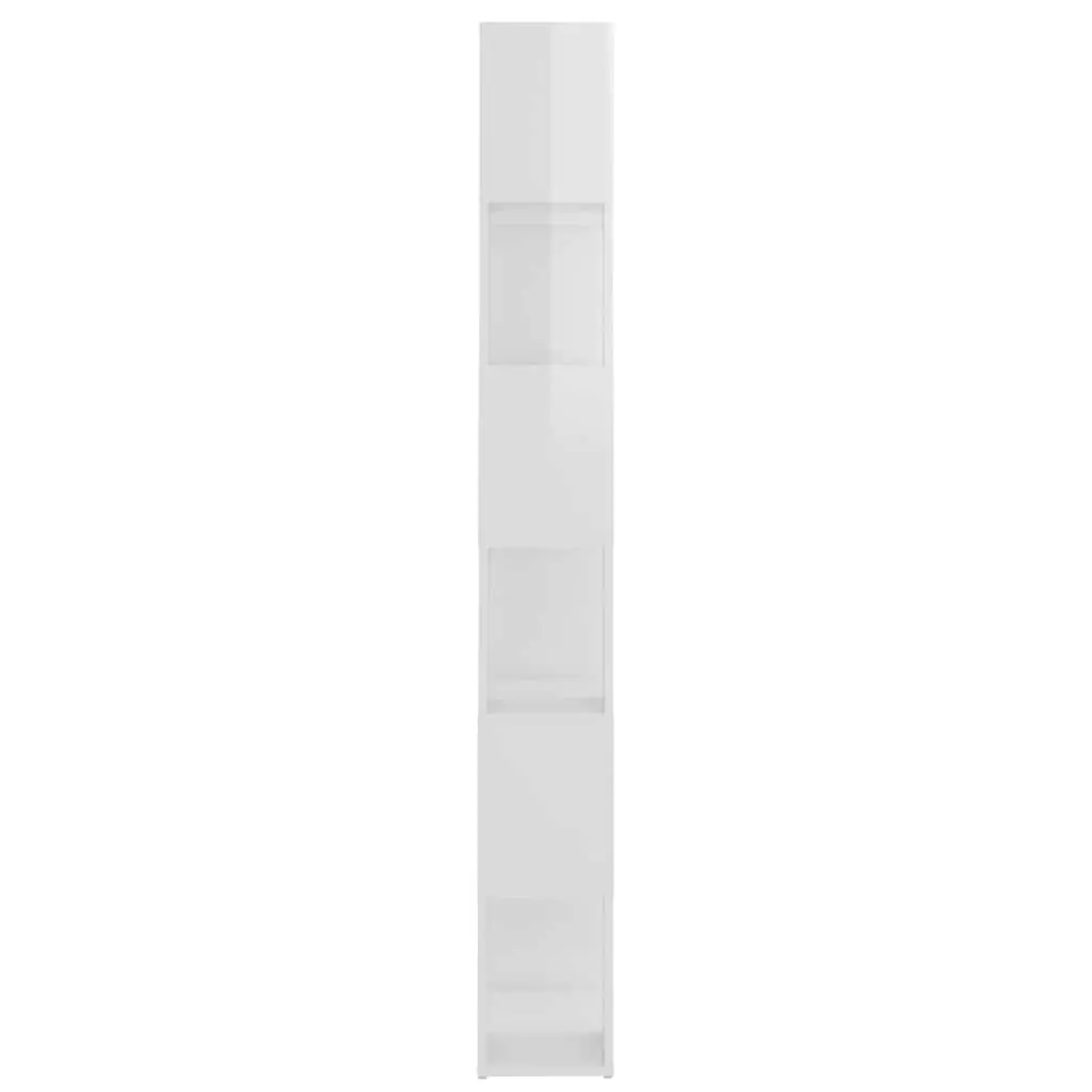 High Gloss White Book Cabinet with 6 Compartments