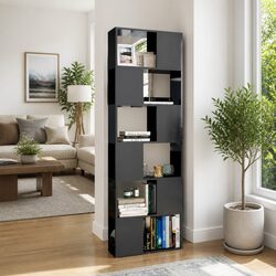 Book Cabinet Room Divider 6 Compartment Grey Storage Organizer Shelving Unit