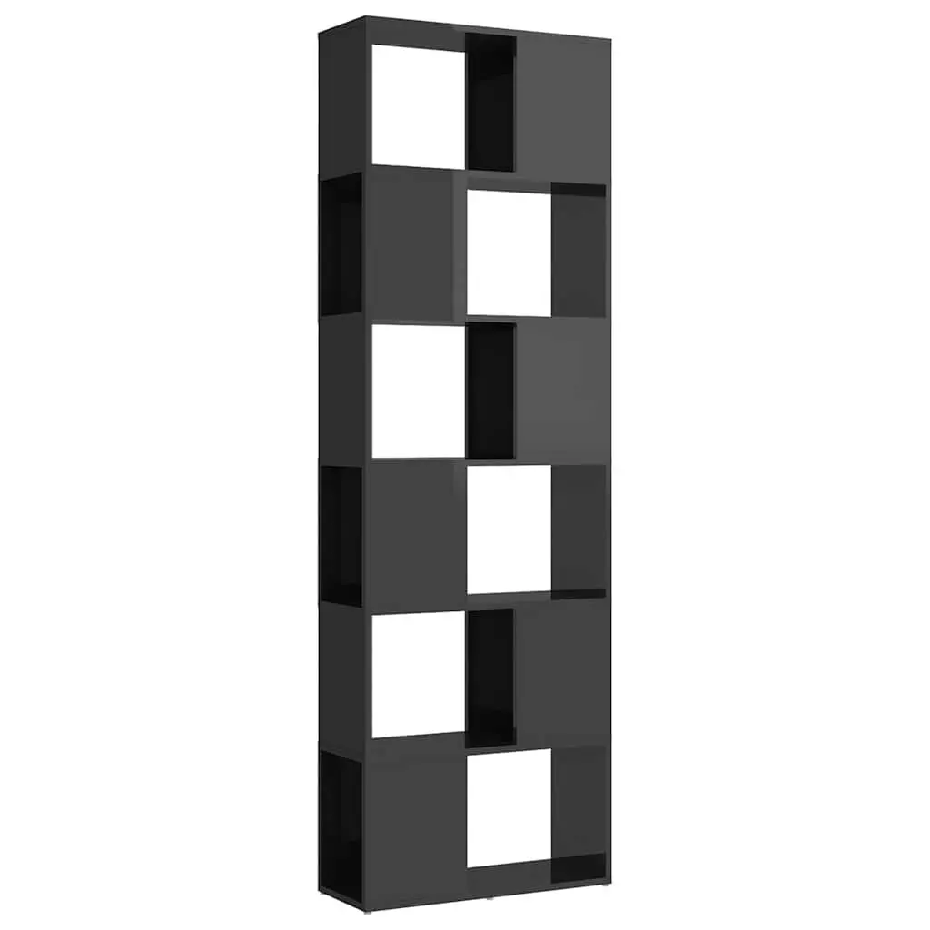 Book Cabinet Room Divider High Gloss Grey 60x24x186cm Bookcase Storage Shelf